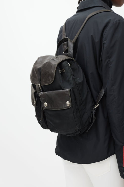 Prada Black Nylon & Leather Backpack