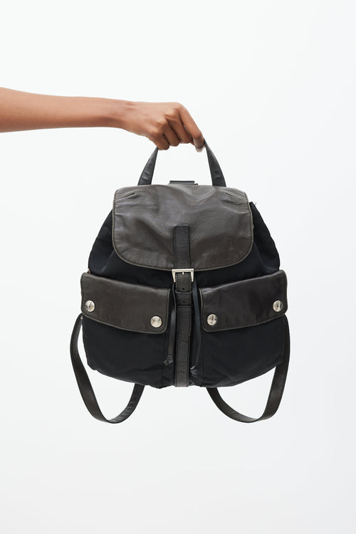 Prada Black Nylon & Leather Backpack