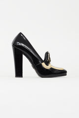 Prada Black & Cream Patent Leather Pump