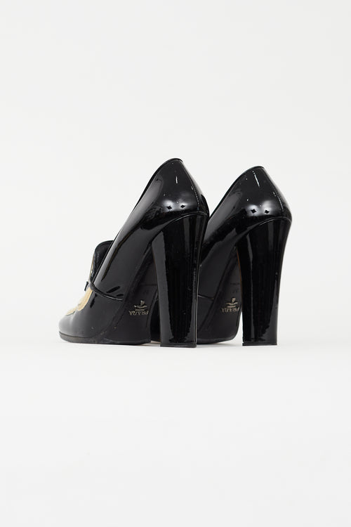 Prada Black & Cream Patent Leather Pump