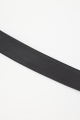 Prada Black Patent Leather Logo Plate Belt