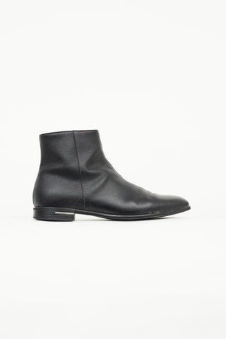 Prada Black Saffiano Leather Ankle Boot