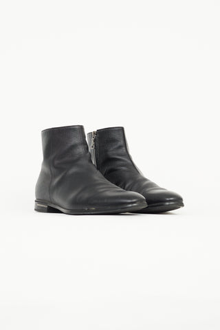 Prada Black Saffiano Leather Ankle Boot