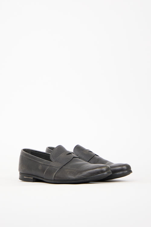 Prada Black Saffiano Leather Penny Loafer