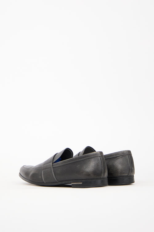 Prada Black Saffiano Leather Penny Loafer