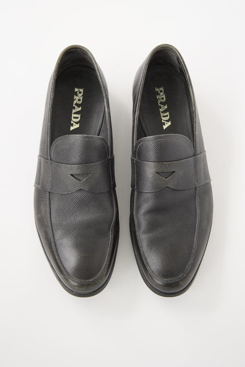 Prada Black Saffiano Leather Penny Loafer