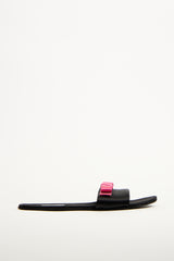 Prada Black & Pink Satin Bow Slide