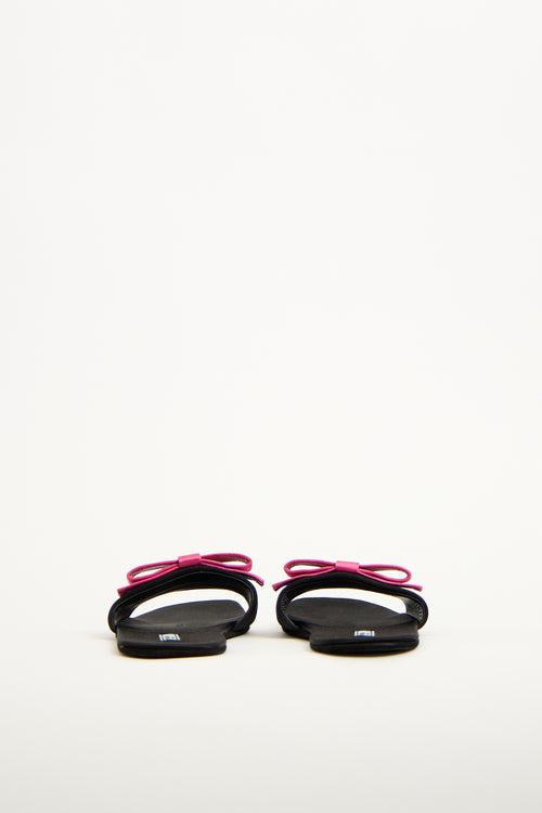 Prada Black & Pink Satin Bow Slide