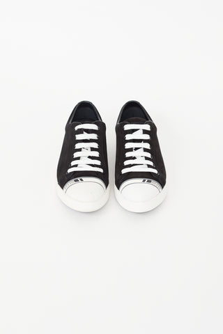 Prada Black & White Suede Sneaker