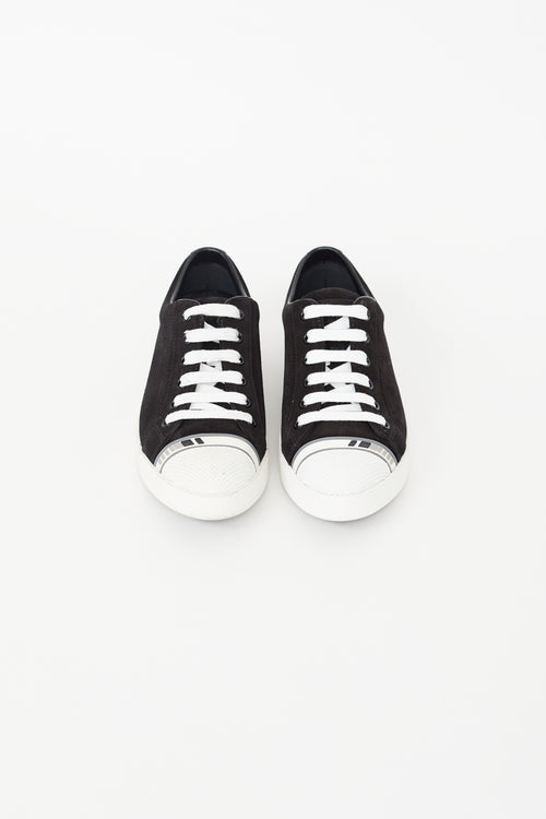 Prada Black & White Suede Sneaker