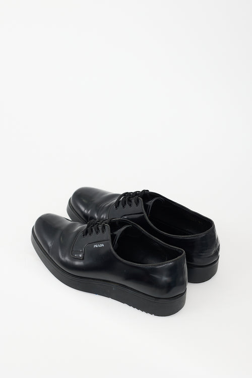 Prada Black Leather Logo Derby