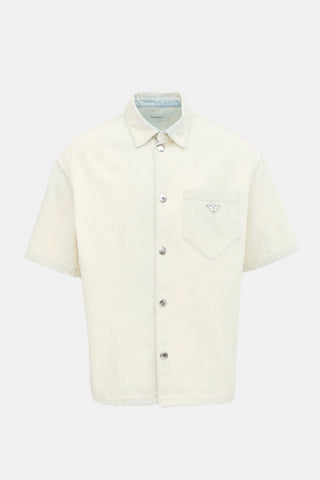 Prada Bleached Denim Logo Shirt
