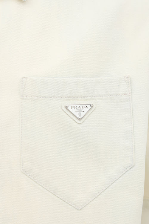 Prada Bleached Denim Logo Shirt