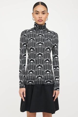 Prada Floral Knit Turtleneck Sweater