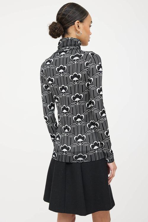 Prada Floral Knit Turtleneck Sweater