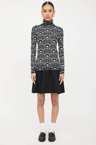 Prada Floral Knit Turtleneck Sweater