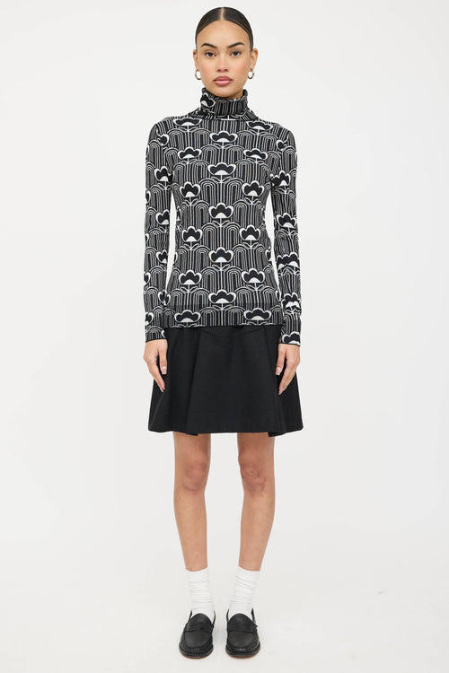 Prada Floral Knit Turtleneck Sweater