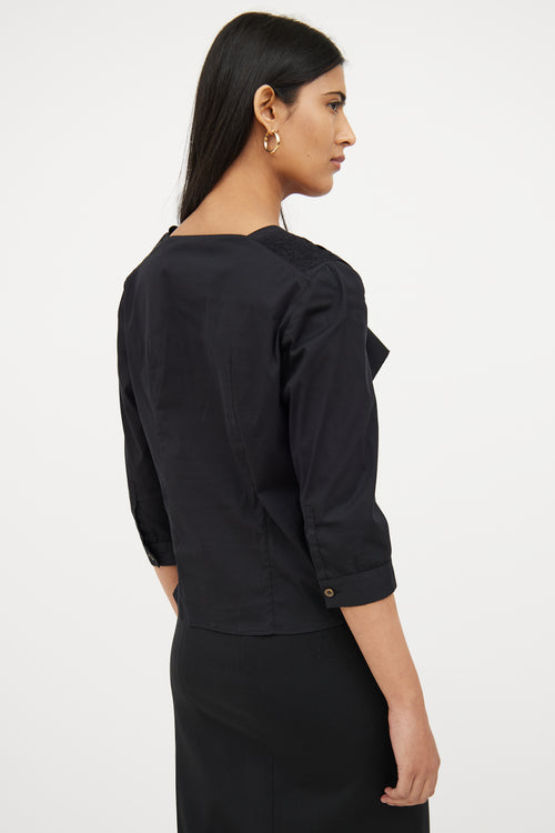 Prada Black Button & Tie Front Blouse