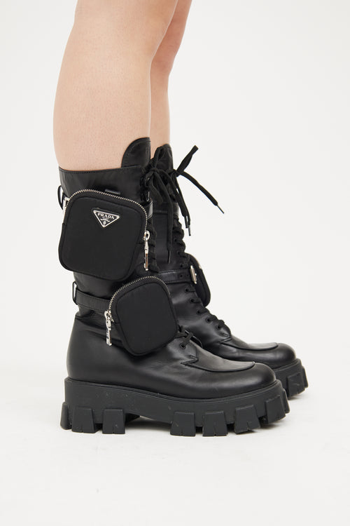 Prada Black Tall Cargo Boot