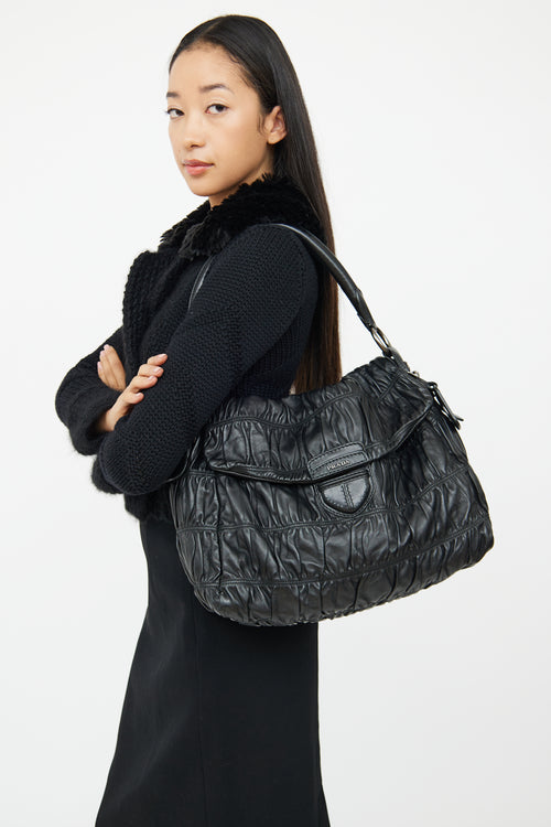 Prada Black Gaufre Shoulder Bag