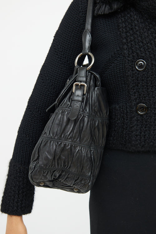 Prada Black Gaufre Shoulder Bag