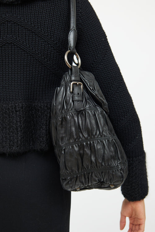 Prada Black Gaufre Shoulder Bag