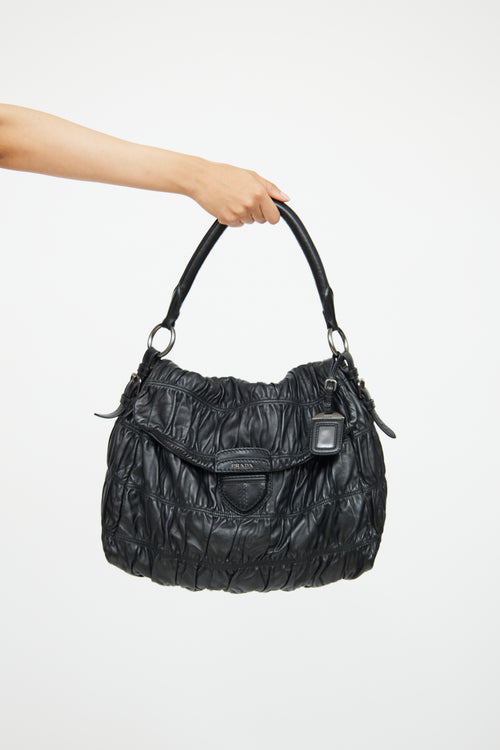 Prada Black Gaufre Shoulder Bag