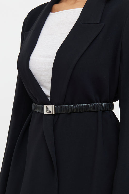 Black Elasticized Nappa Leather Belt