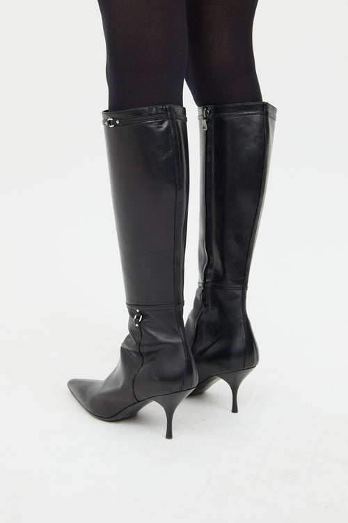 Black Pointy Knee High Boot