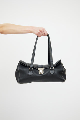 Prada Black Pebbled Leather Easy Shoulder Bag
