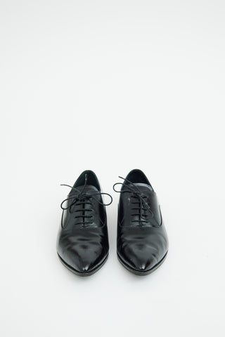 Prada Black Saffiano Leather Pointed Toe Derby