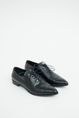 Prada Black Saffiano Leather Pointed Toe Derby