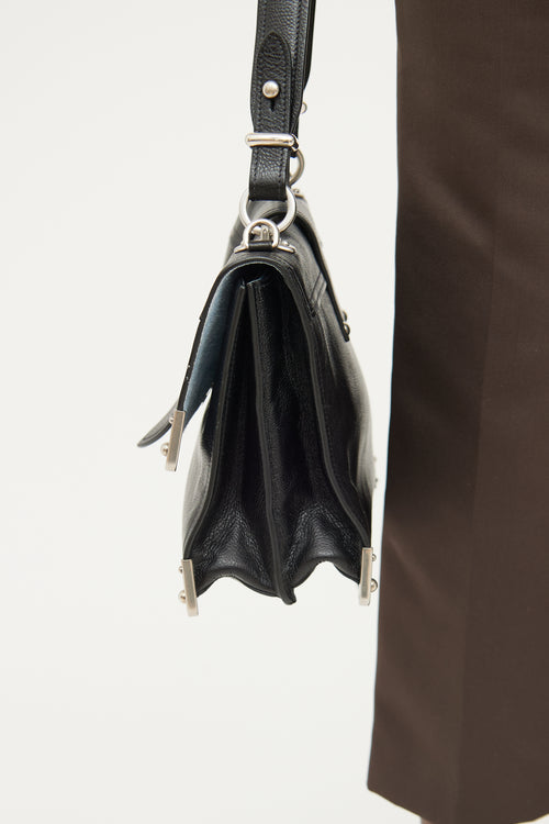 Prada Black Glace Cahier Leather Flap Bag