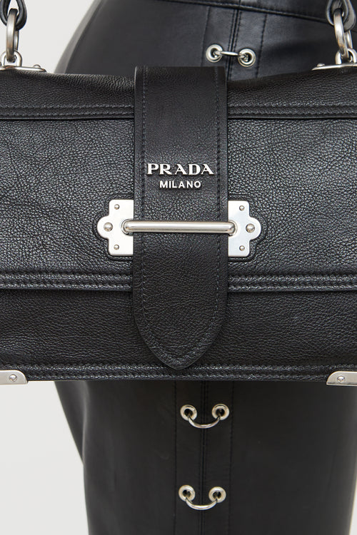 Prada Black Glace Cahier Flap Bag
