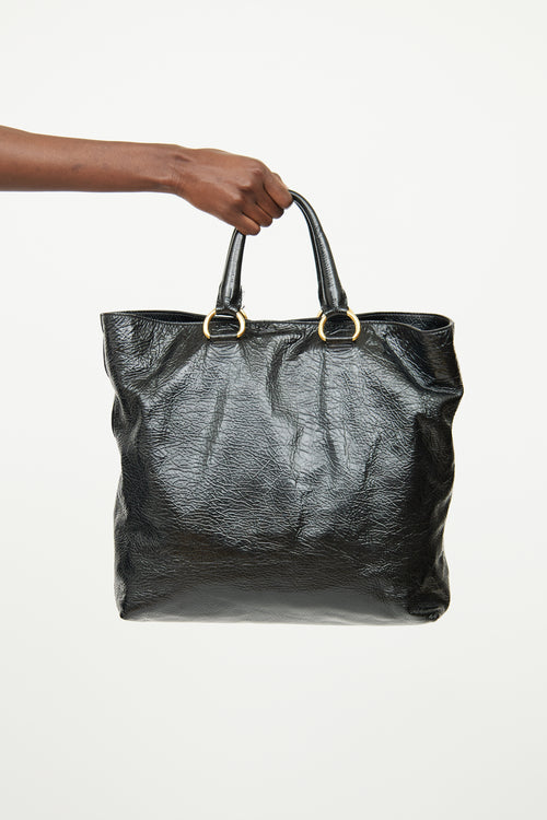 Prada Black Patent Naplak Tote Bag