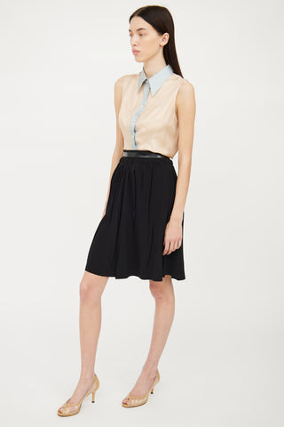 Prada Black Pleated Midi Skirt