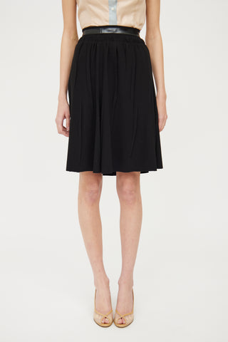 Prada Black Pleated Midi Skirt
