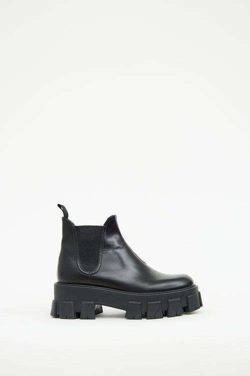 Prada Black Treaded Chelsea Monolith Boot