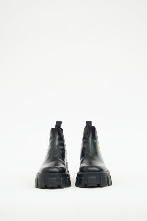 Prada Black Treaded Chelsea Monolith Boot