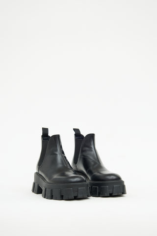 Prada Black Treaded Chelsea Monolith Boot