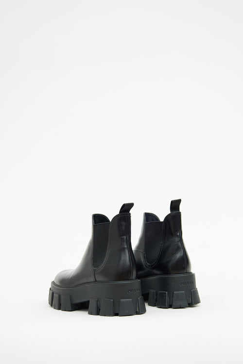 Prada Black Treaded Chelsea Monolith Boot