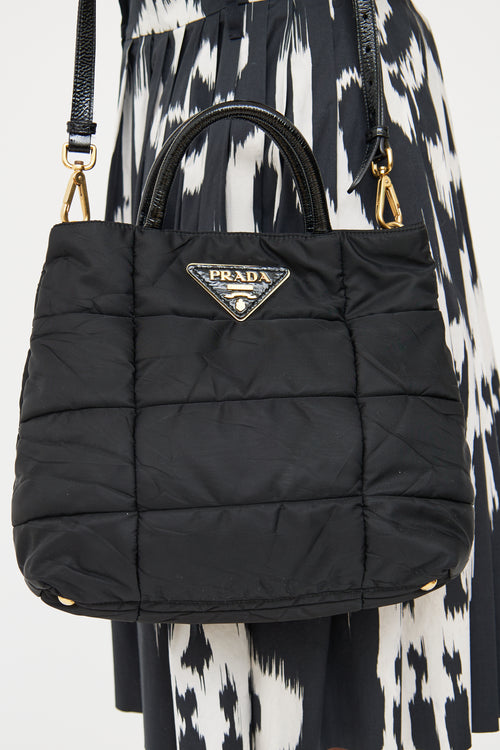 Prada Black Quilted Tessuto Impuntu Tote Bag