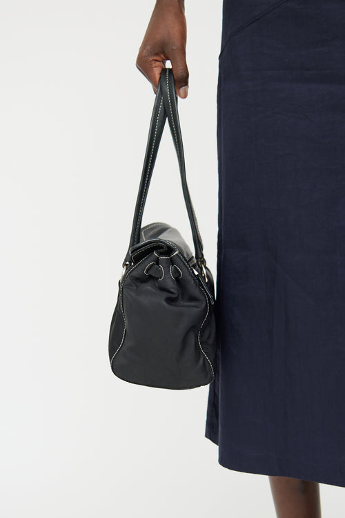 Prada Black Leather & Nylon Easy Shoulder Bag