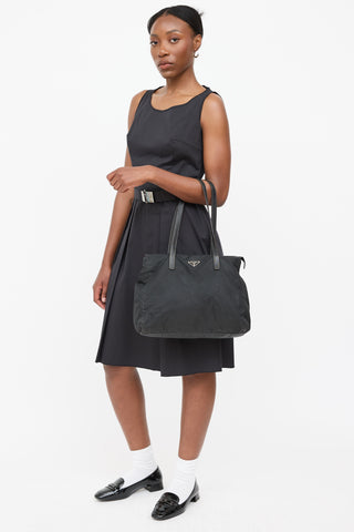 Prada Nylon Contrast Stitch Tote