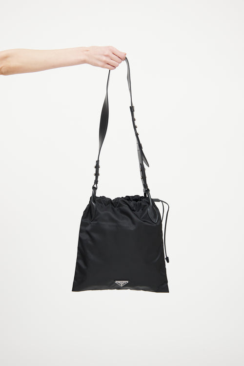 Prada Black Tessuto & Passama Drawstring Bag