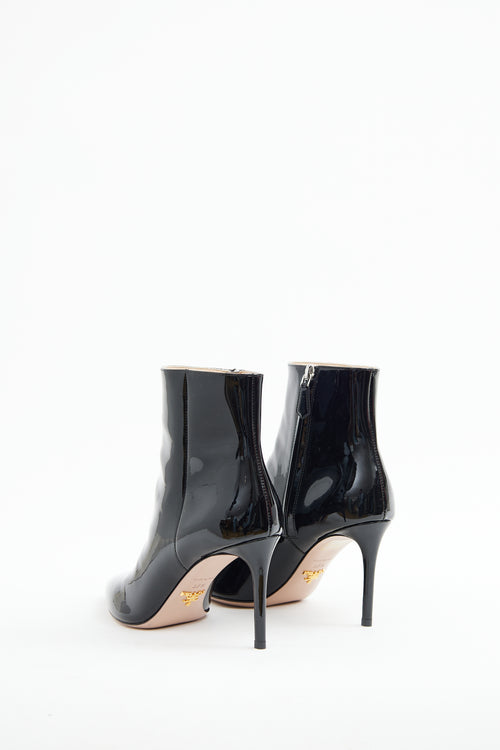 Prada Black Patent Point Bootie