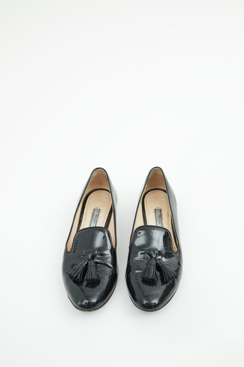 Prada Black Patent Tassel Loafer