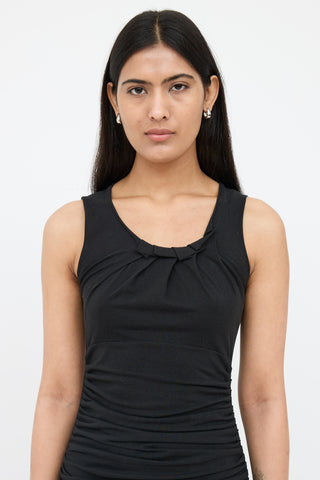 Prada Ruched Cotton Sleeveless Dress