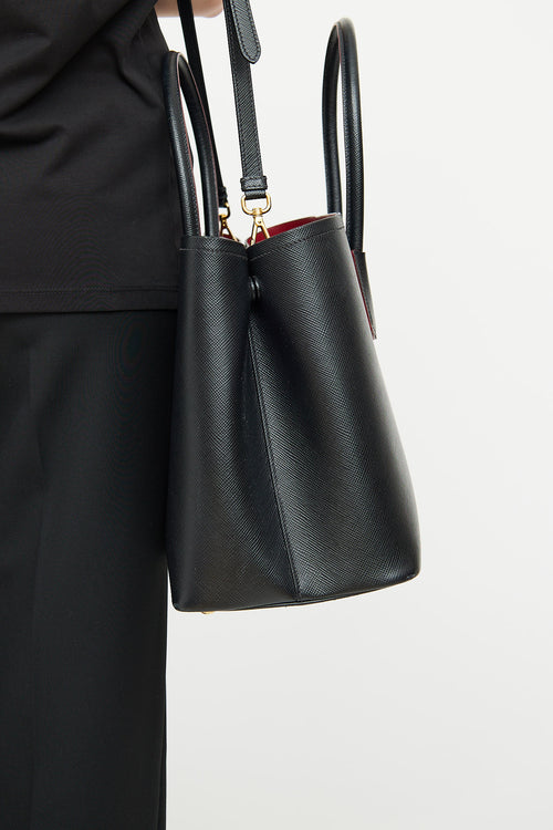 Prada Black & Red Saffiano Double Bag