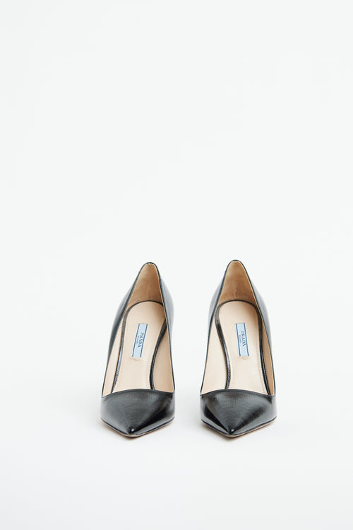 Black Saffiano Leather Pump